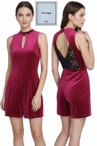 Tuta short ciniglia pizzo - short, ciniglia+pizzo